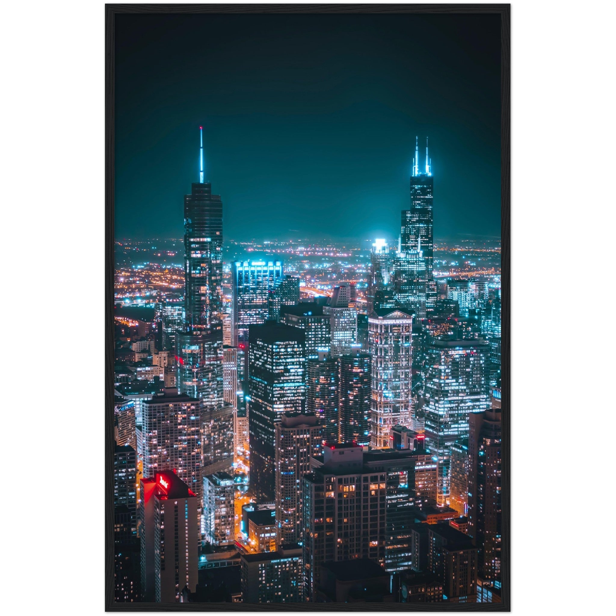 Chicago Skyline at Night Wall Art - Luxury Art Canvas
