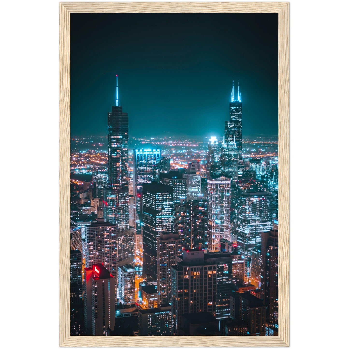 Chicago Skyline at Night Wall Art - Luxury Art Canvas