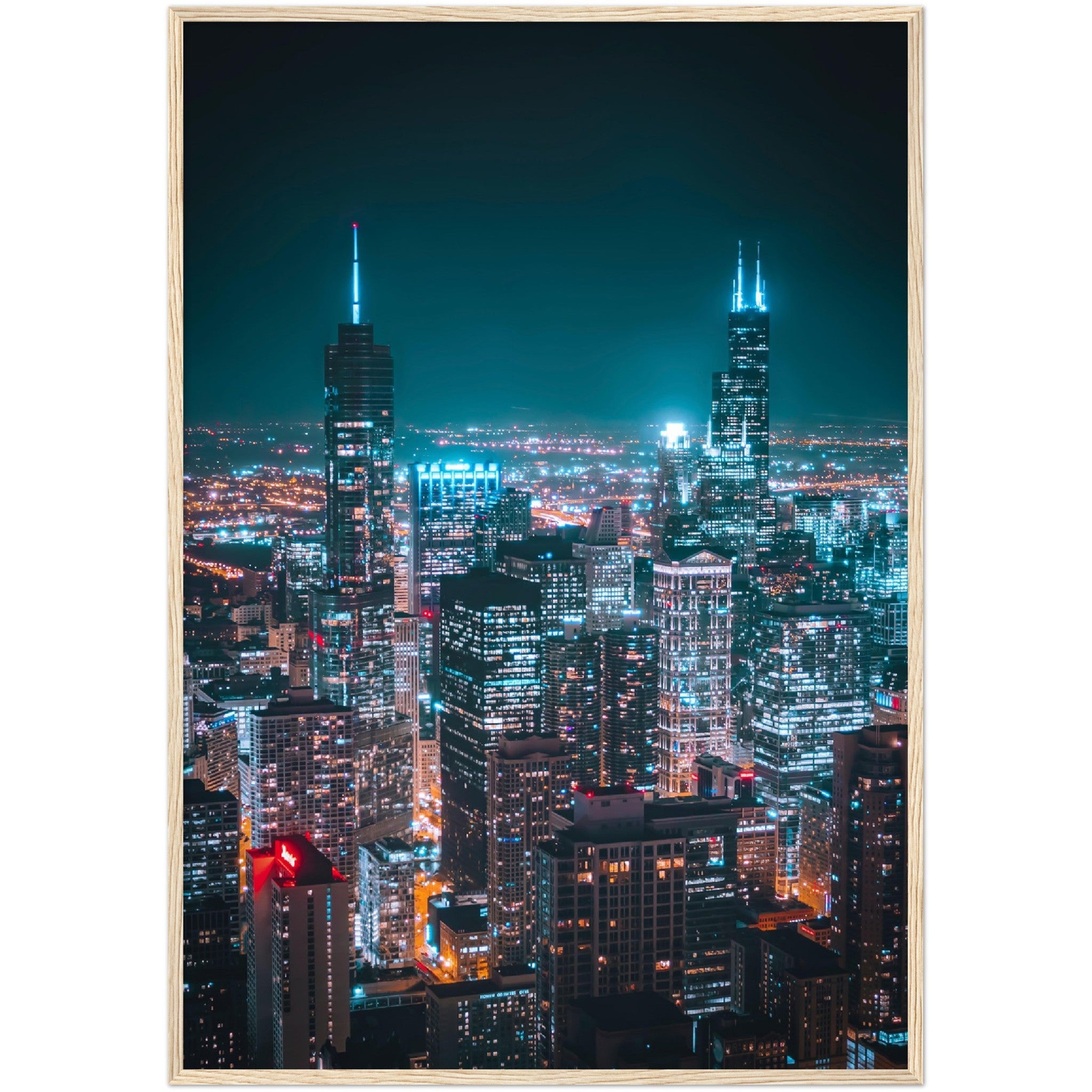Chicago Skyline at Night Wall Art - Luxury Art Canvas