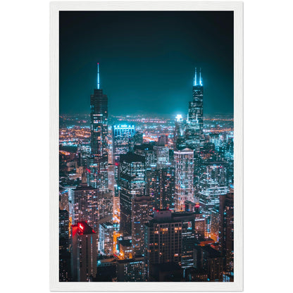 Chicago Skyline at Night Wall Art - Luxury Art Canvas