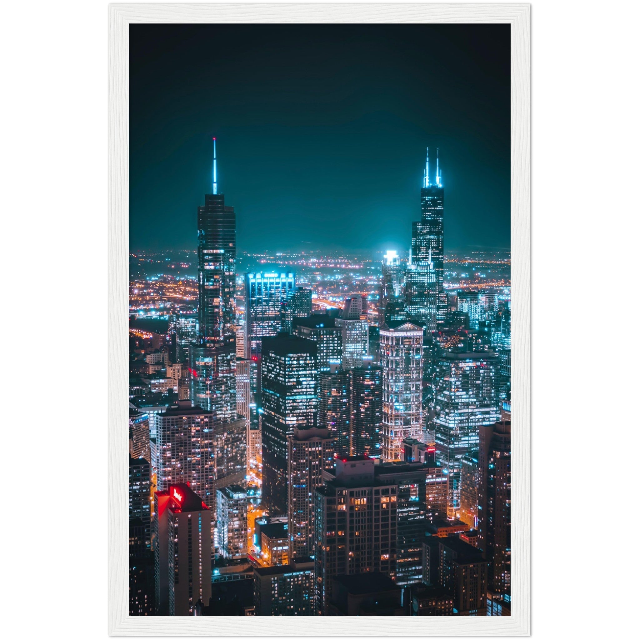 Chicago Skyline at Night Wall Art - Luxury Art Canvas