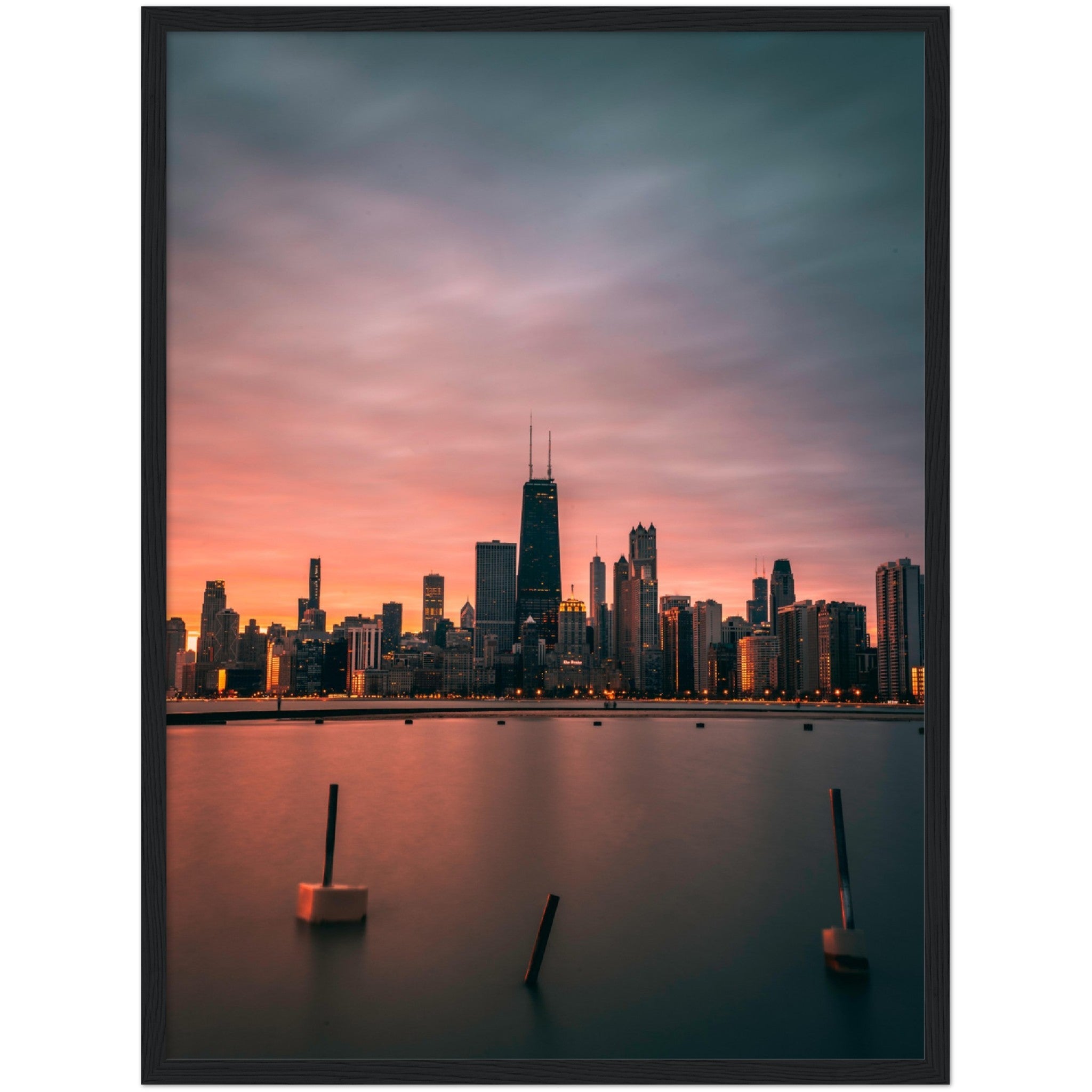 Chicago Skyline Sunset Wall Art - Luxury Art Canvas