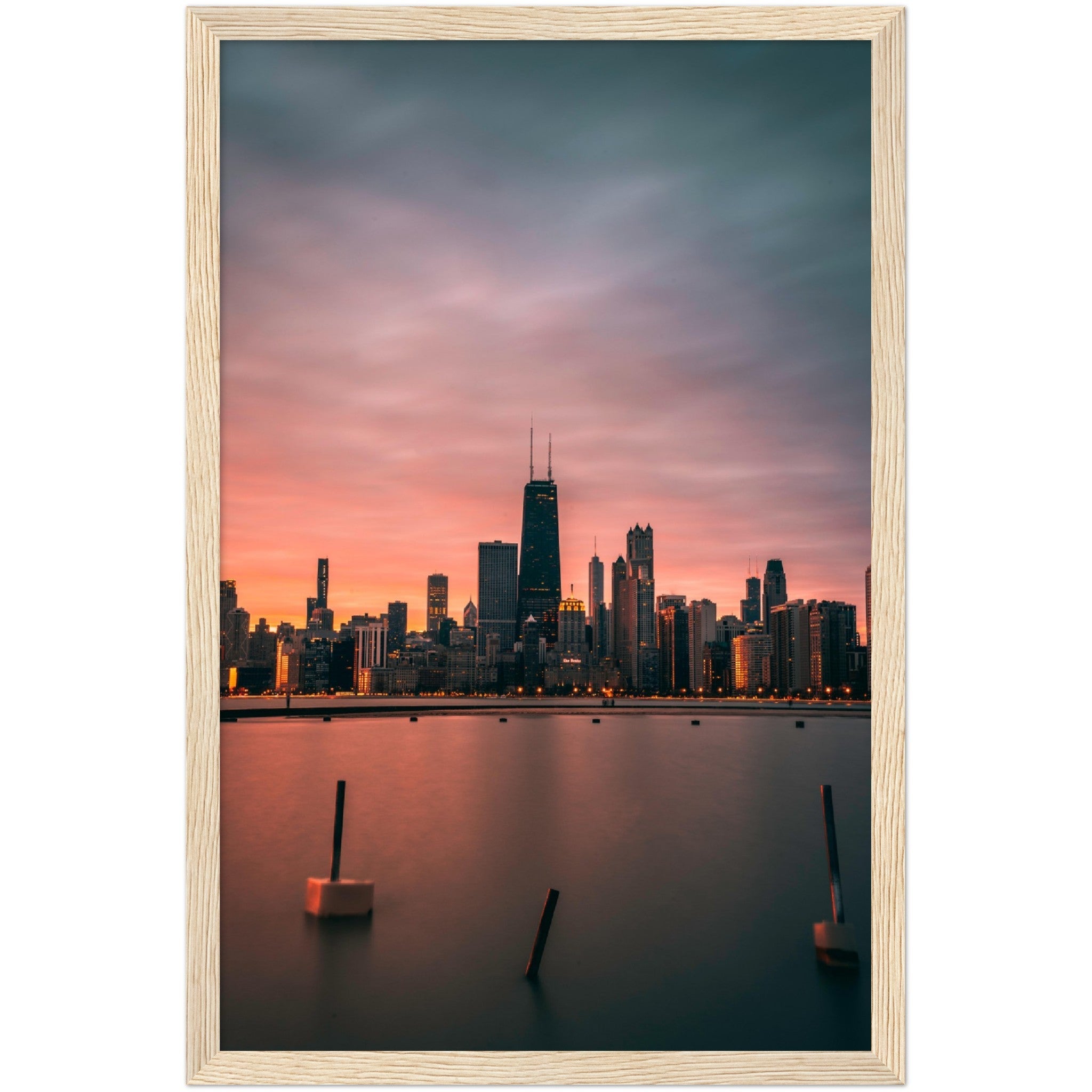 Chicago Skyline Sunset Wall Art - Luxury Art Canvas