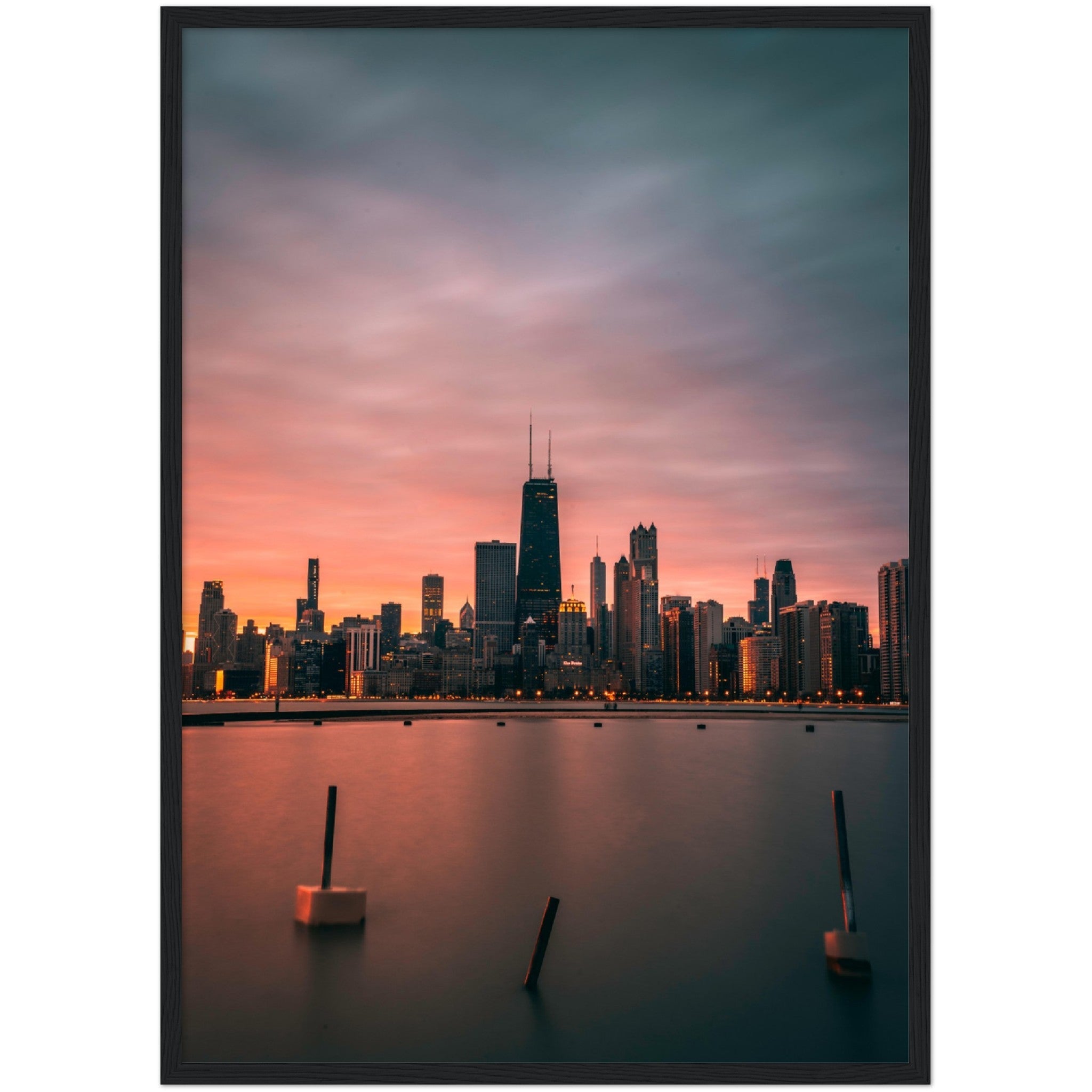 Chicago Skyline Sunset Wall Art - Luxury Art Canvas