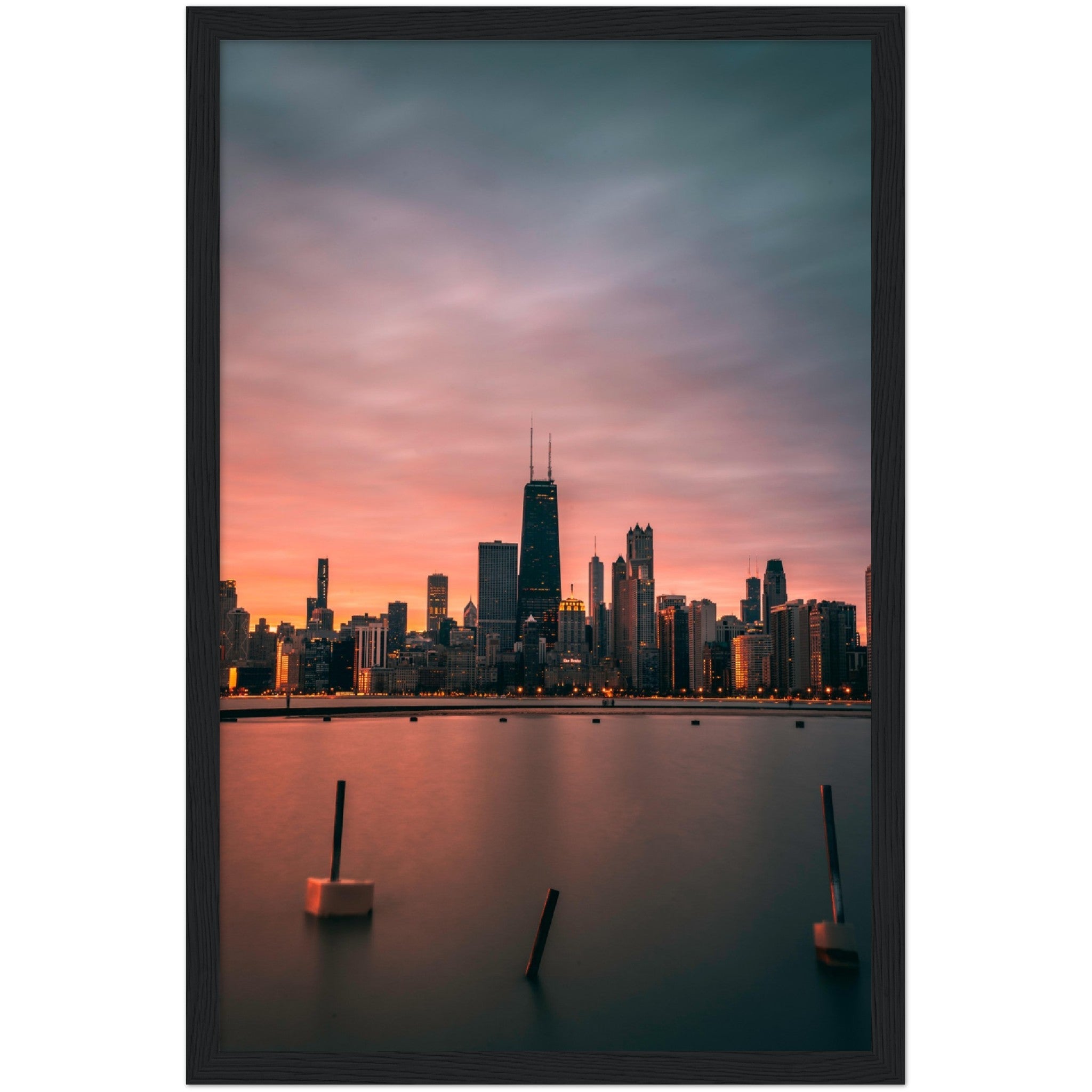 Chicago Skyline Sunset Wall Art - Luxury Art Canvas