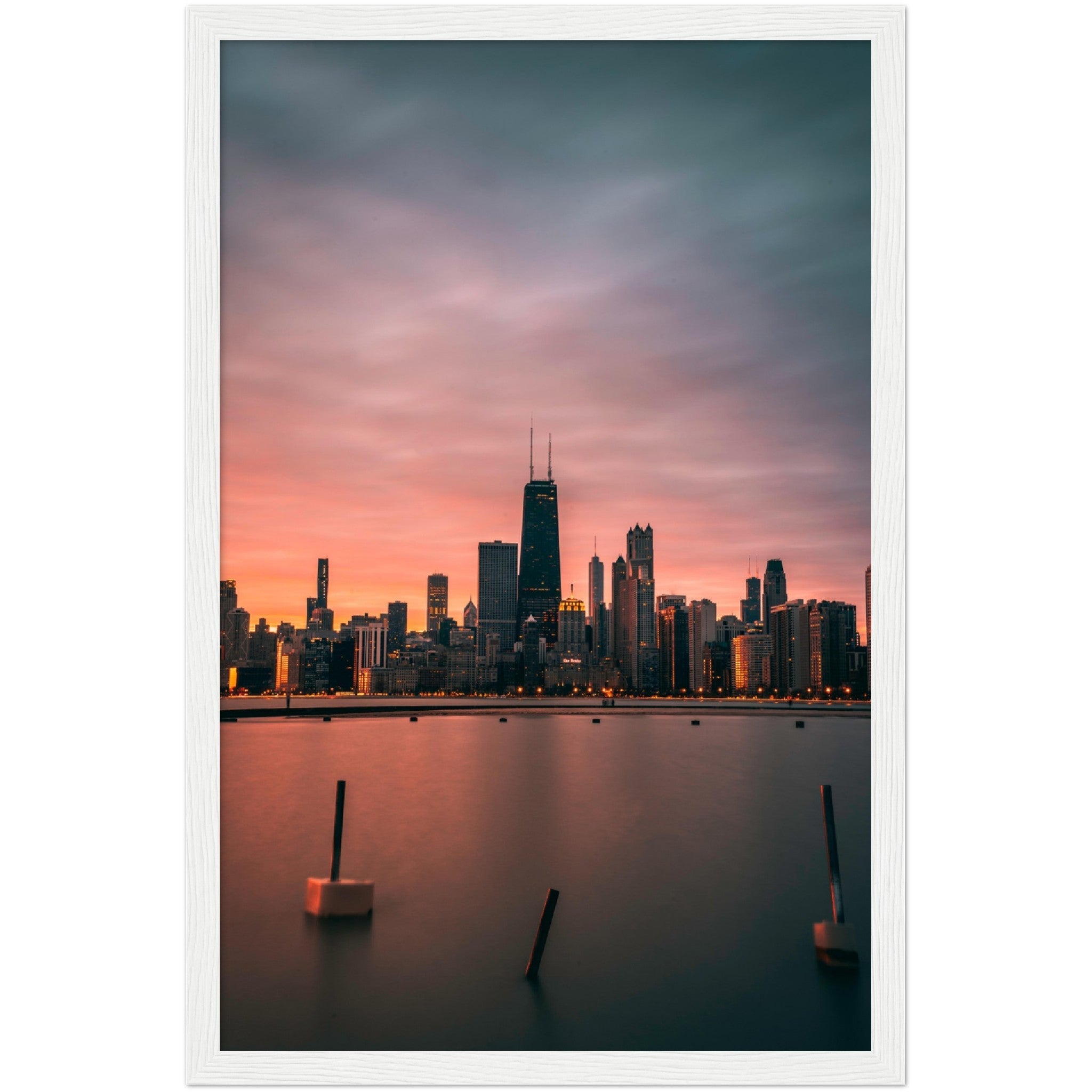 Chicago Skyline Sunset Wall Art - Luxury Art Canvas