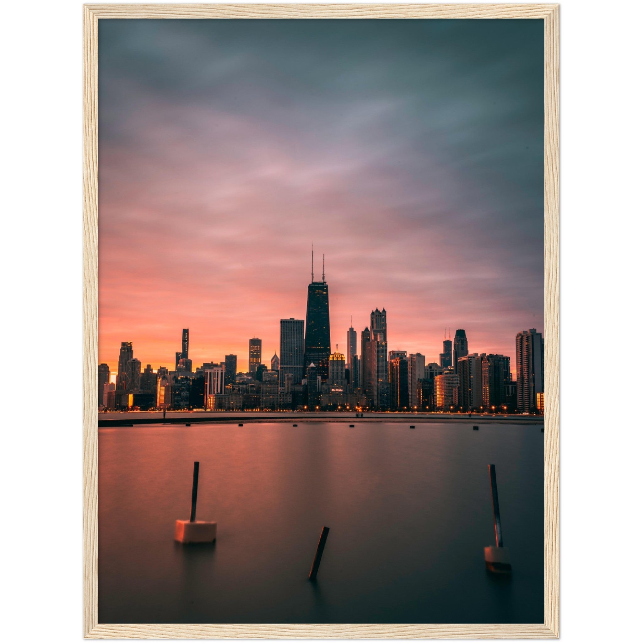 Chicago Skyline Sunset Wall Art - Luxury Art Canvas