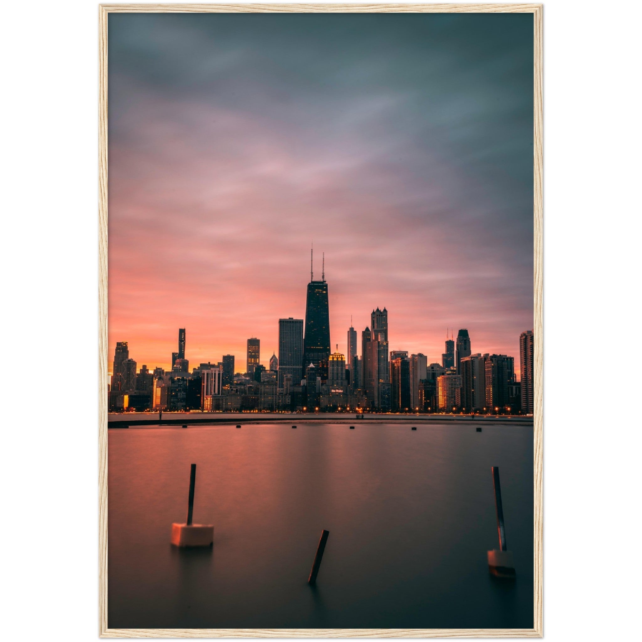 Chicago Skyline Sunset Wall Art - Luxury Art Canvas