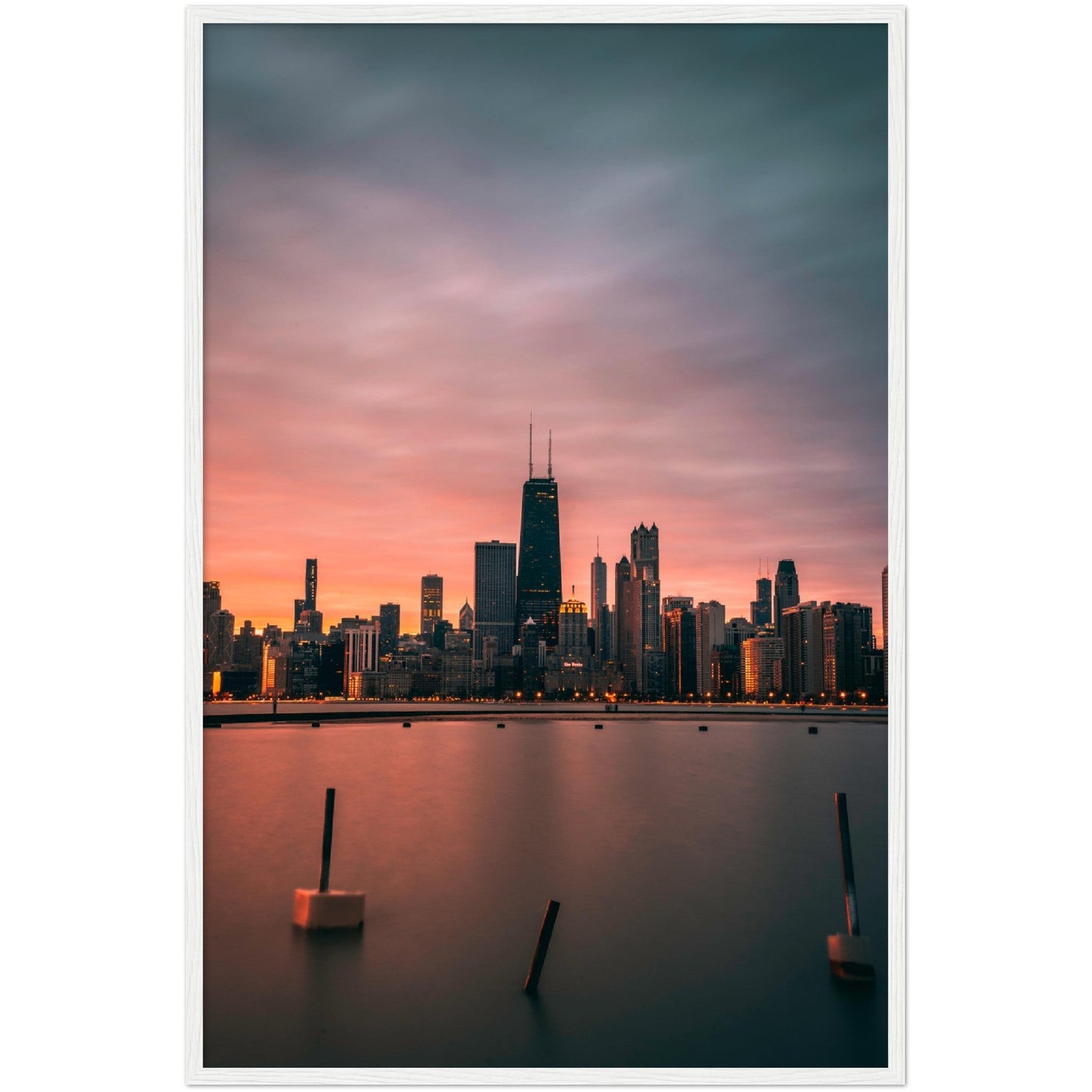 Chicago Skyline Sunset Wall Art - Luxury Art Canvas
