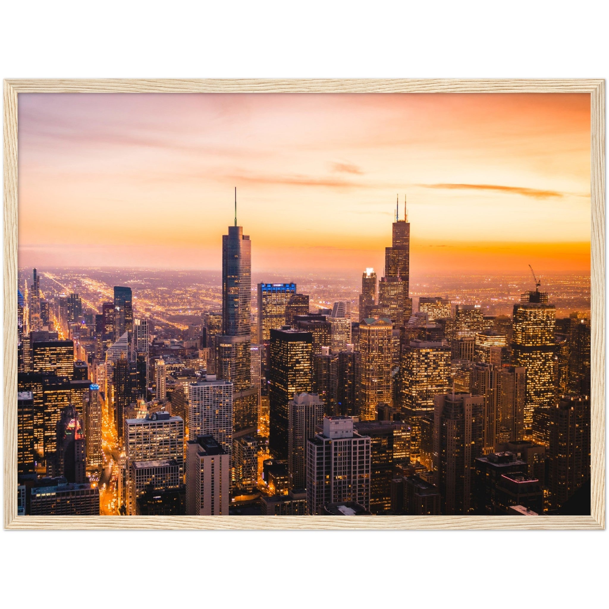 Chicago Sunset Wall Art - Luxury Art Canvas