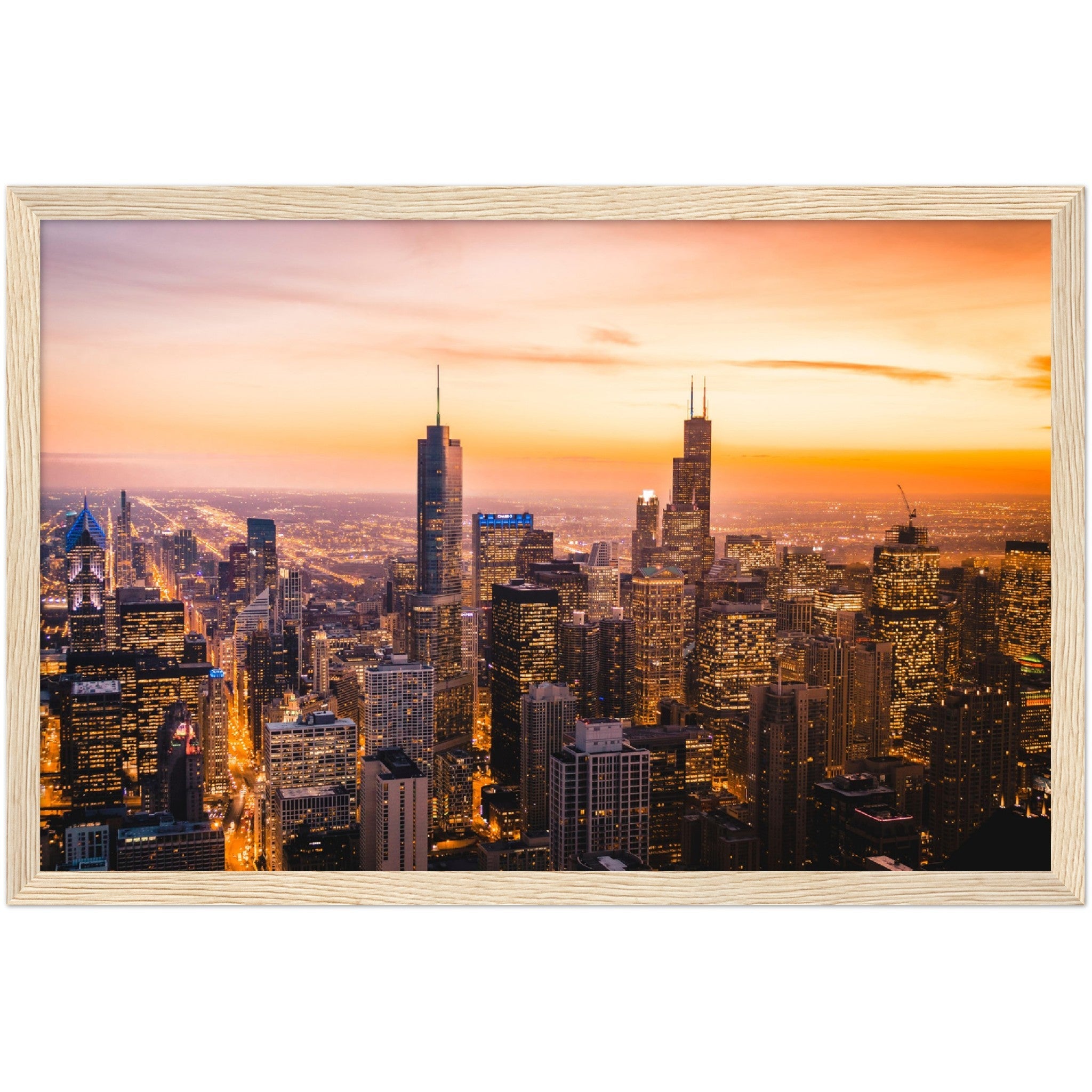 Chicago Sunset Wall Art - Luxury Art Canvas