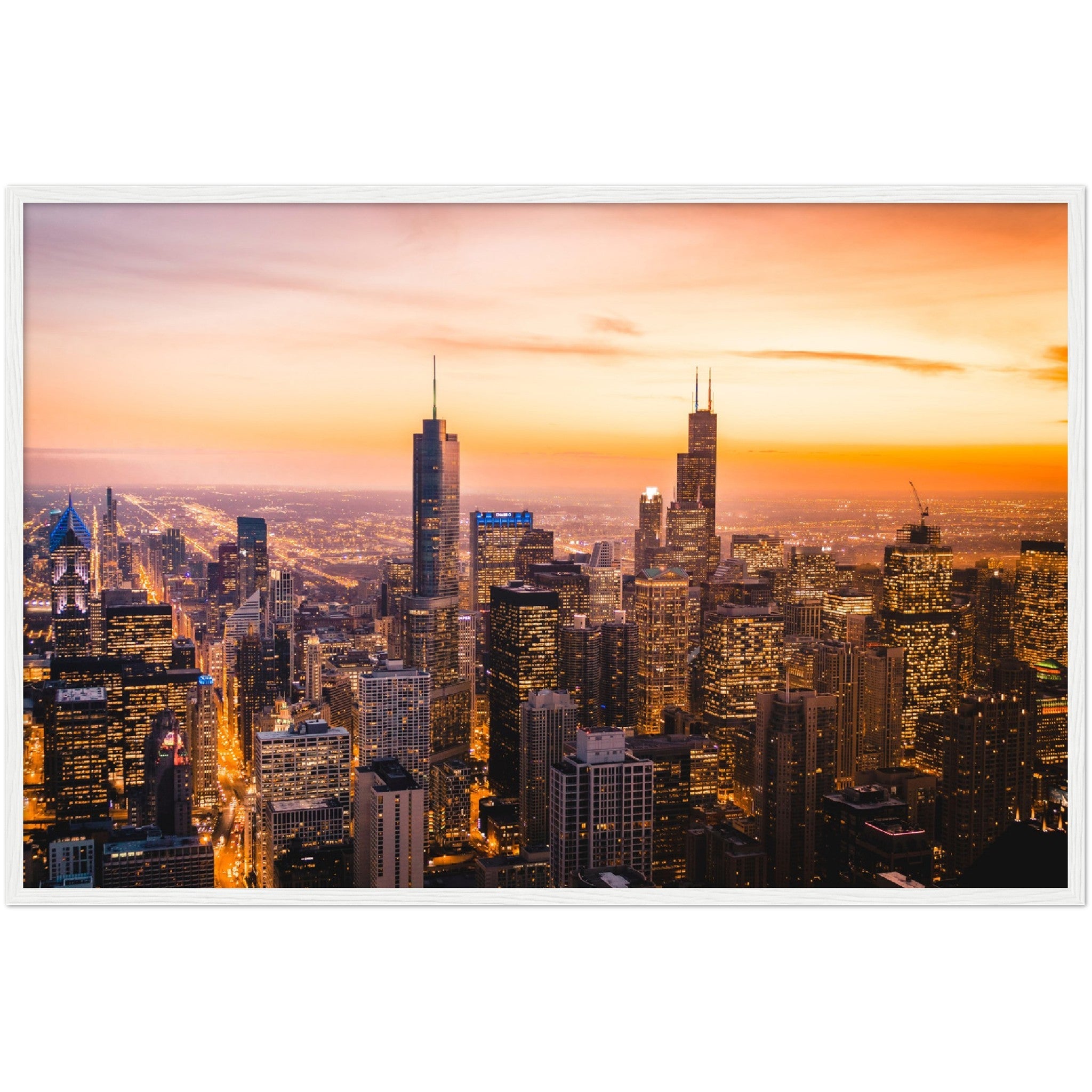 Chicago Sunset Wall Art - Luxury Art Canvas