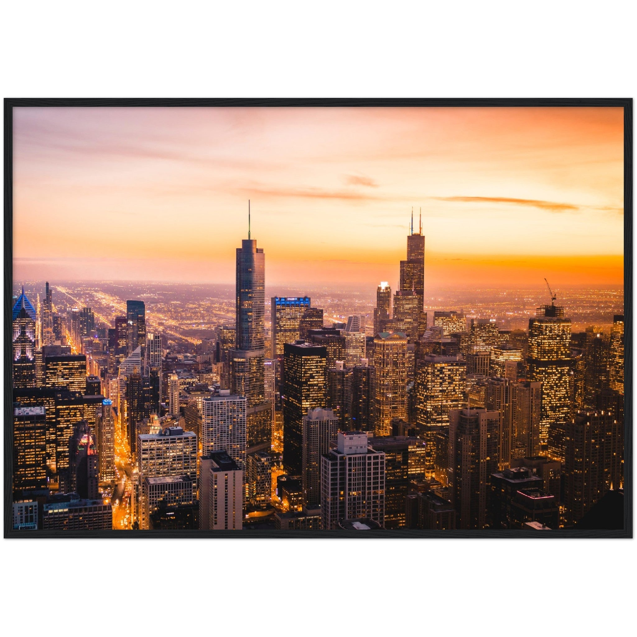 Chicago Sunset Wall Art - Luxury Art Canvas