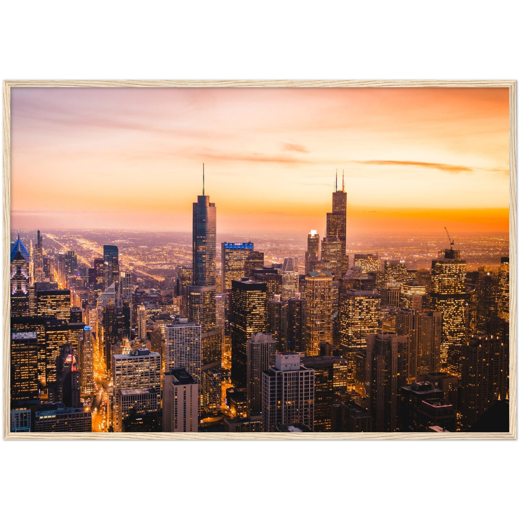 Chicago Sunset Wall Art - Luxury Art Canvas
