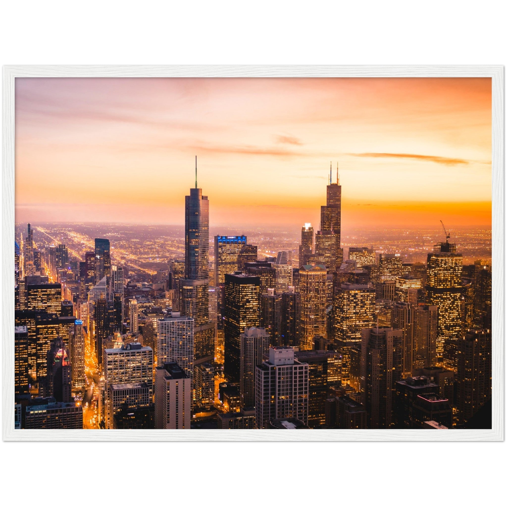 Chicago Sunset Wall Art - Luxury Art Canvas