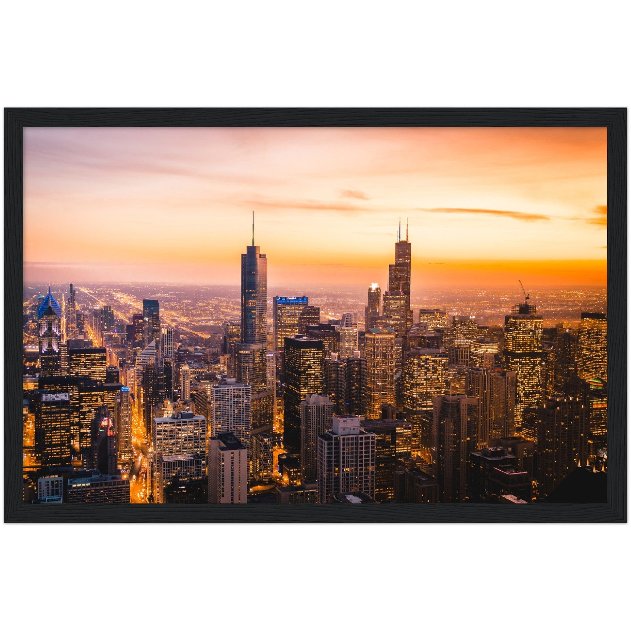 Chicago Sunset Wall Art - Luxury Art Canvas