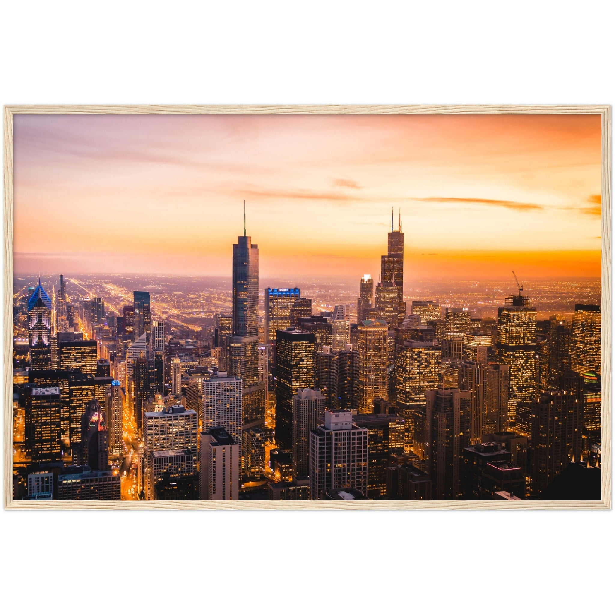 Chicago Sunset Wall Art - Luxury Art Canvas