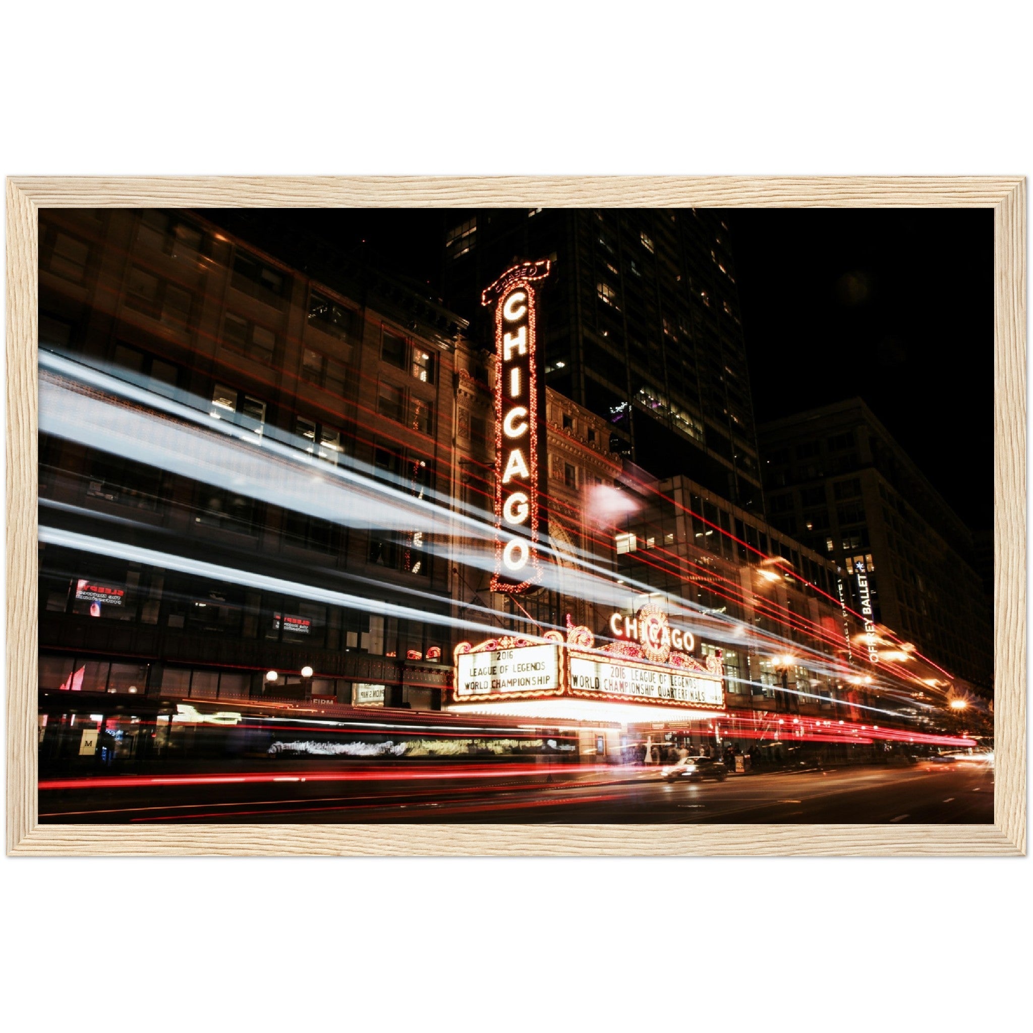 Chicago Theatre at Night Wall Art - Luxury Art Canvas