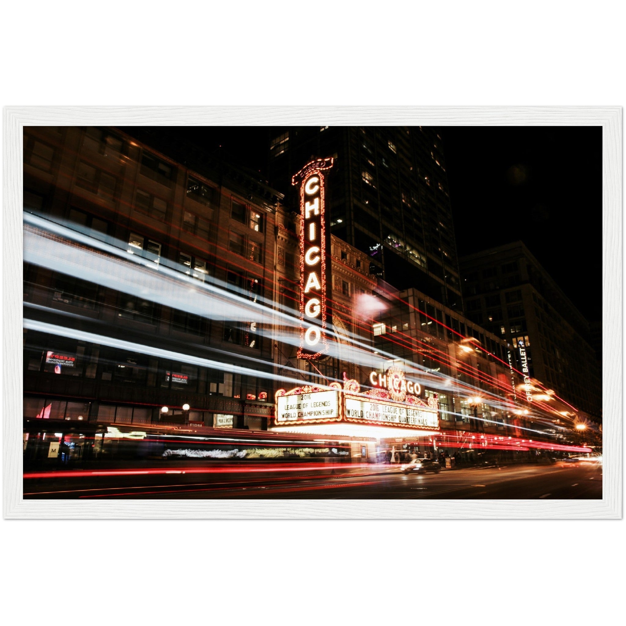 Chicago Theatre at Night Wall Art - Luxury Art Canvas