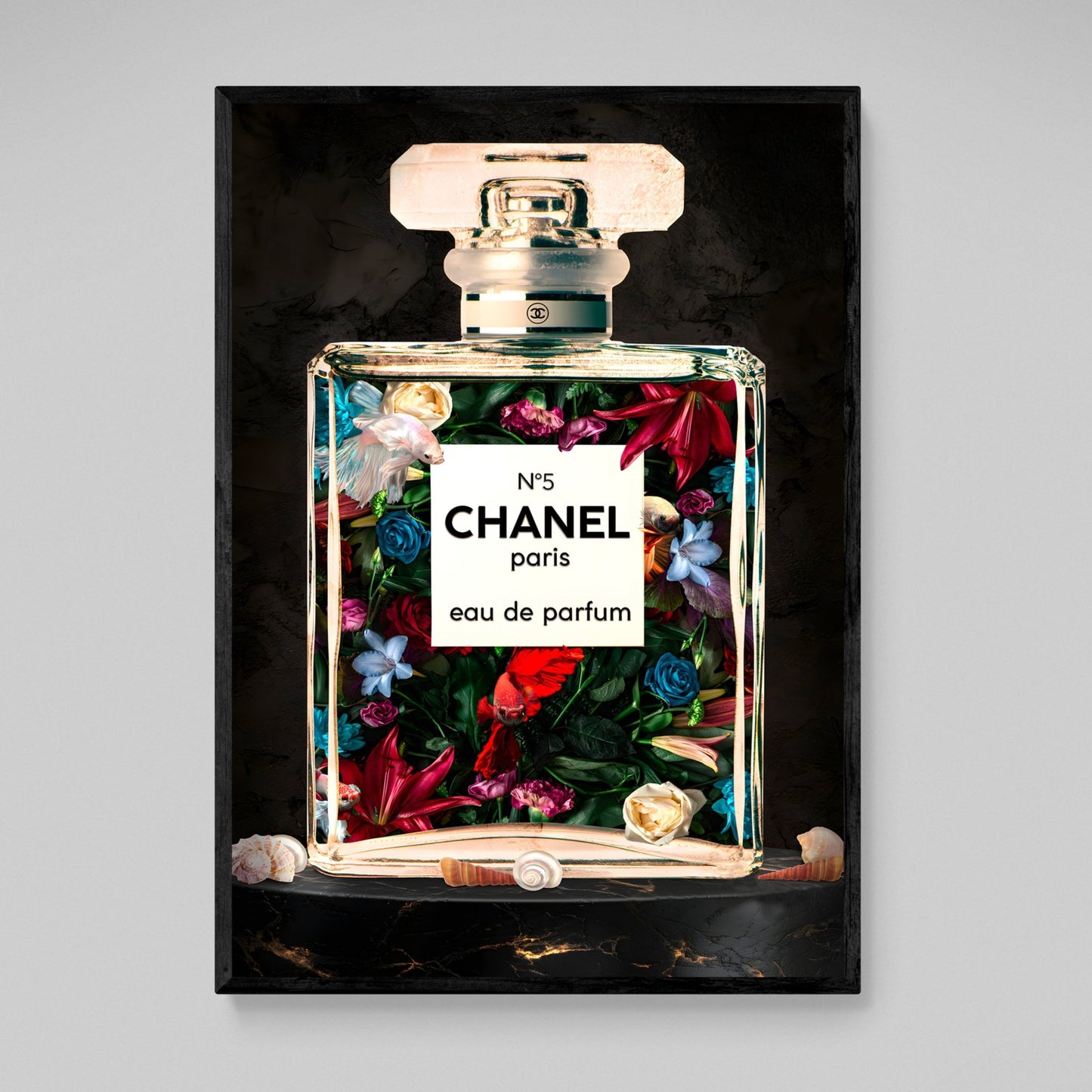 Flowers Chanel Perfume Wall Art - Luxury Art Canvas
