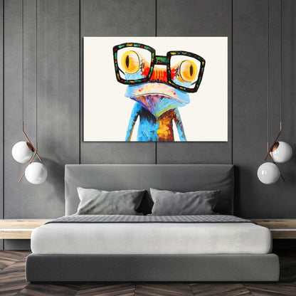 Frog With Glasses - Luxury Art Canvas
