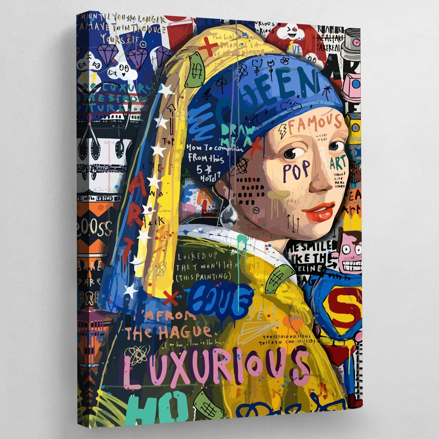 Girl With A Pearl Earring Graffiti Wall Art - Luxury Art Canvas