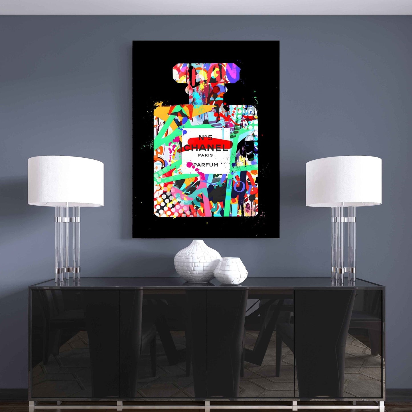 Graffiti Chanel Perfume Wall Art - Luxury Art Canvas