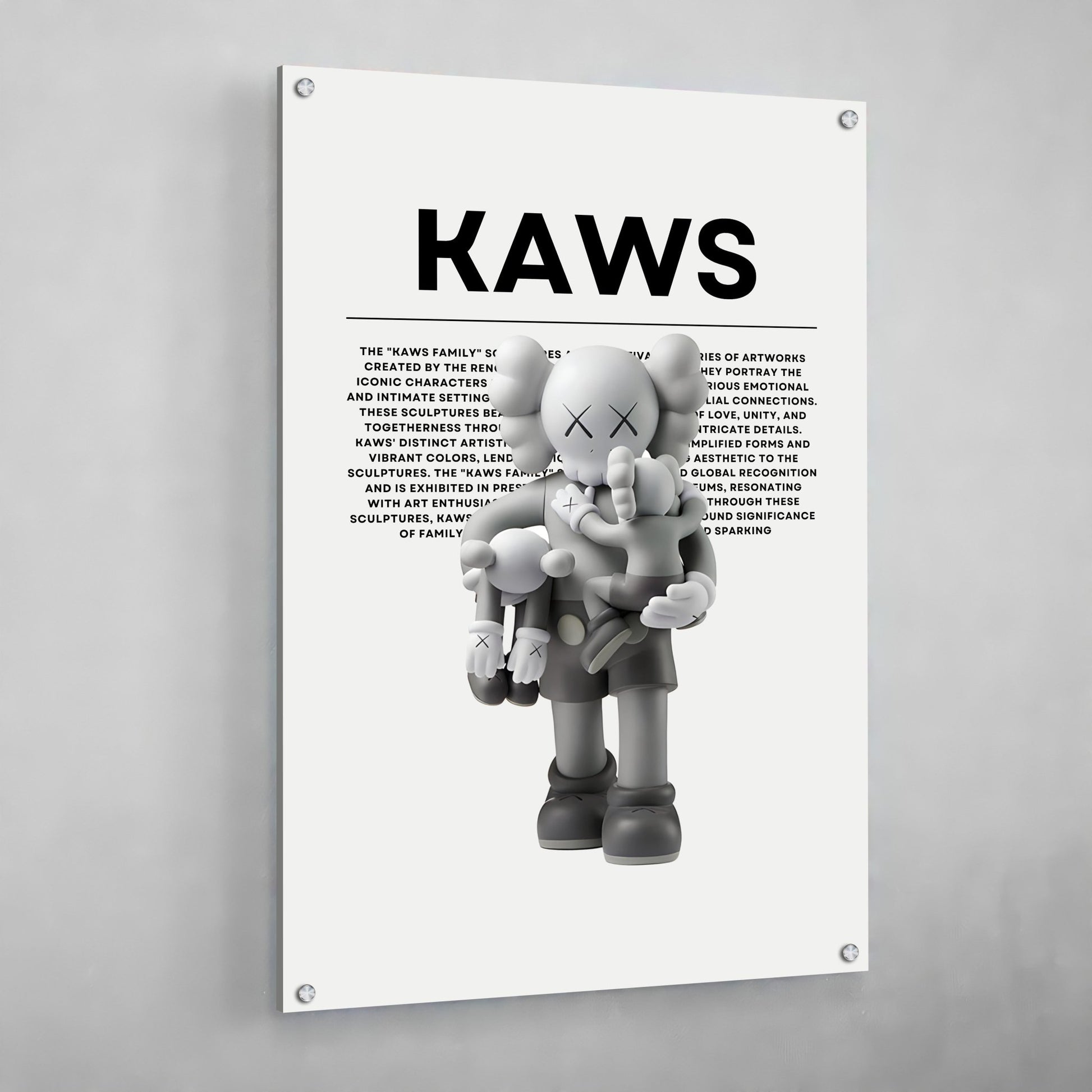 KAWS Wall Art Set Of 3 Modern Hyperbeast Artist Black And Grey Posters  Pictures