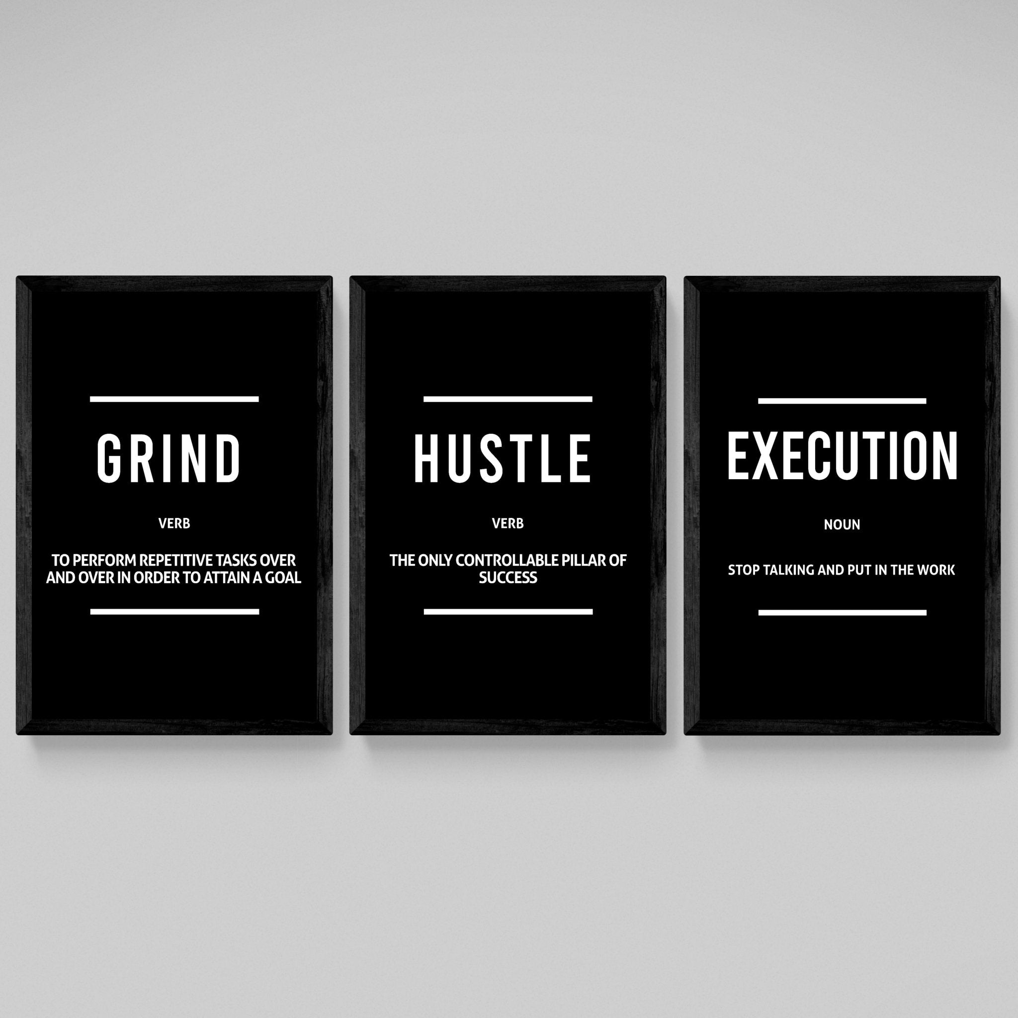 Grind Hustle Execution Wall Art | Luxury Art Canvas