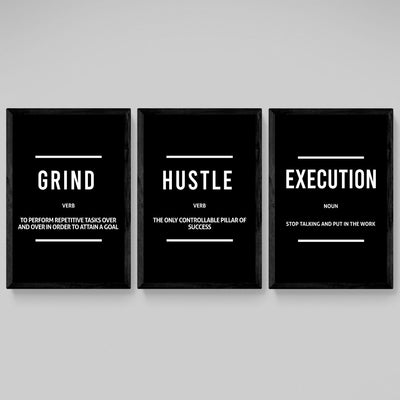 Grind Hustle Execution Wall Art - Luxury Art Canvas