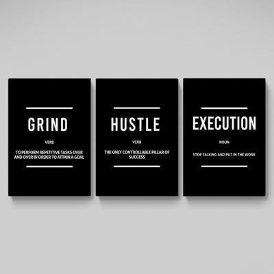 Grind Hustle Execution Wall Art - Luxury Art Canvas