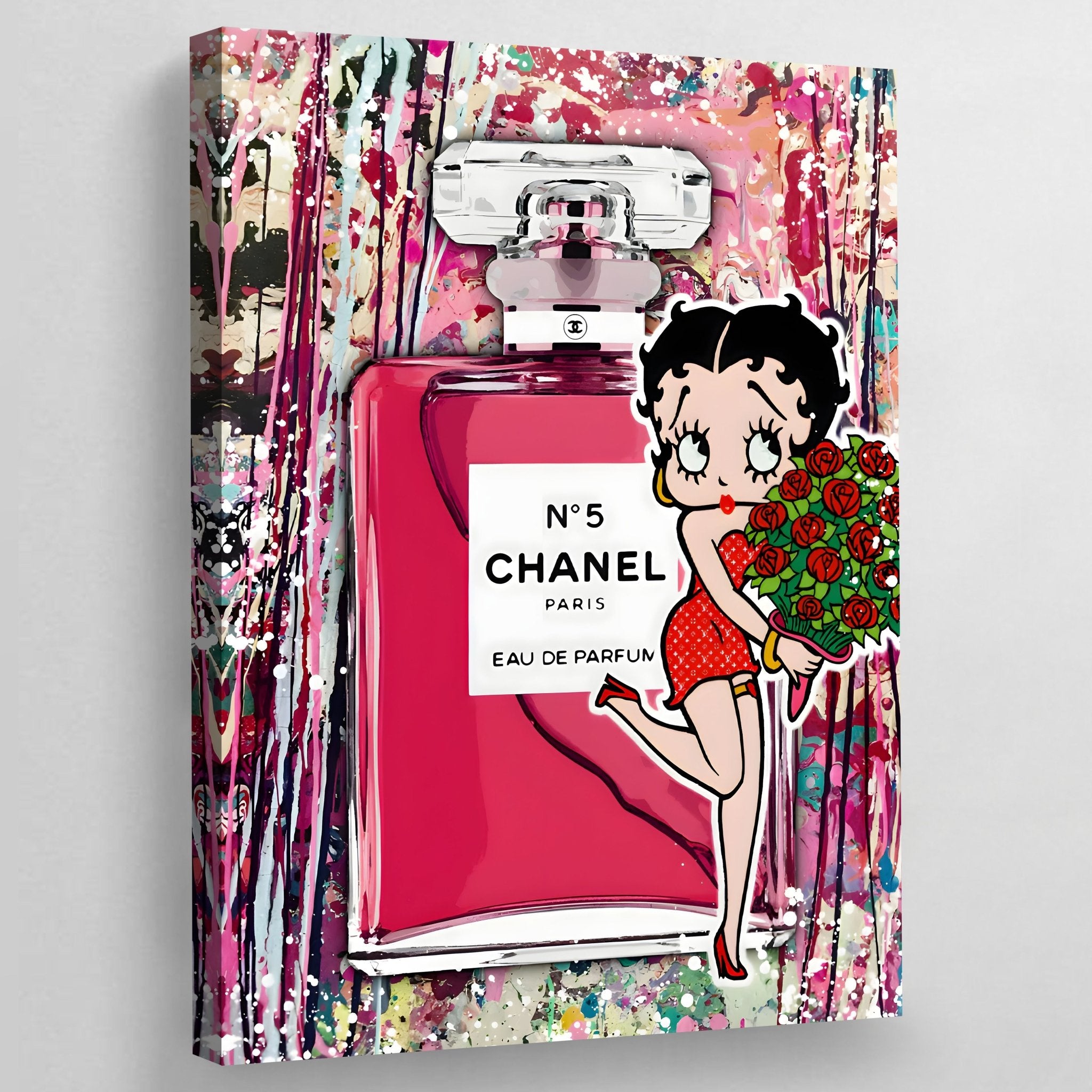 Pink Chanel Perfume Wall Art | Luxury Art Canvas