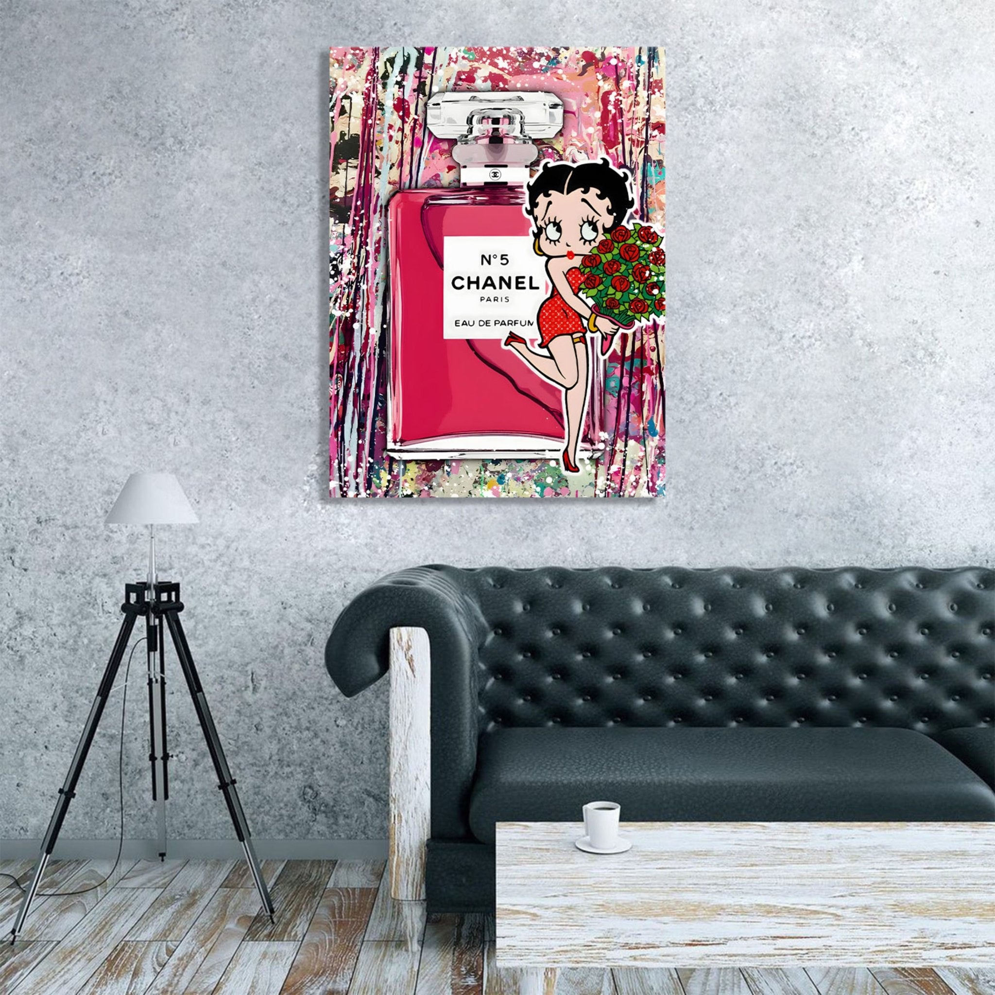 Pink Chanel Perfume Wall Art - Luxury Art Canvas