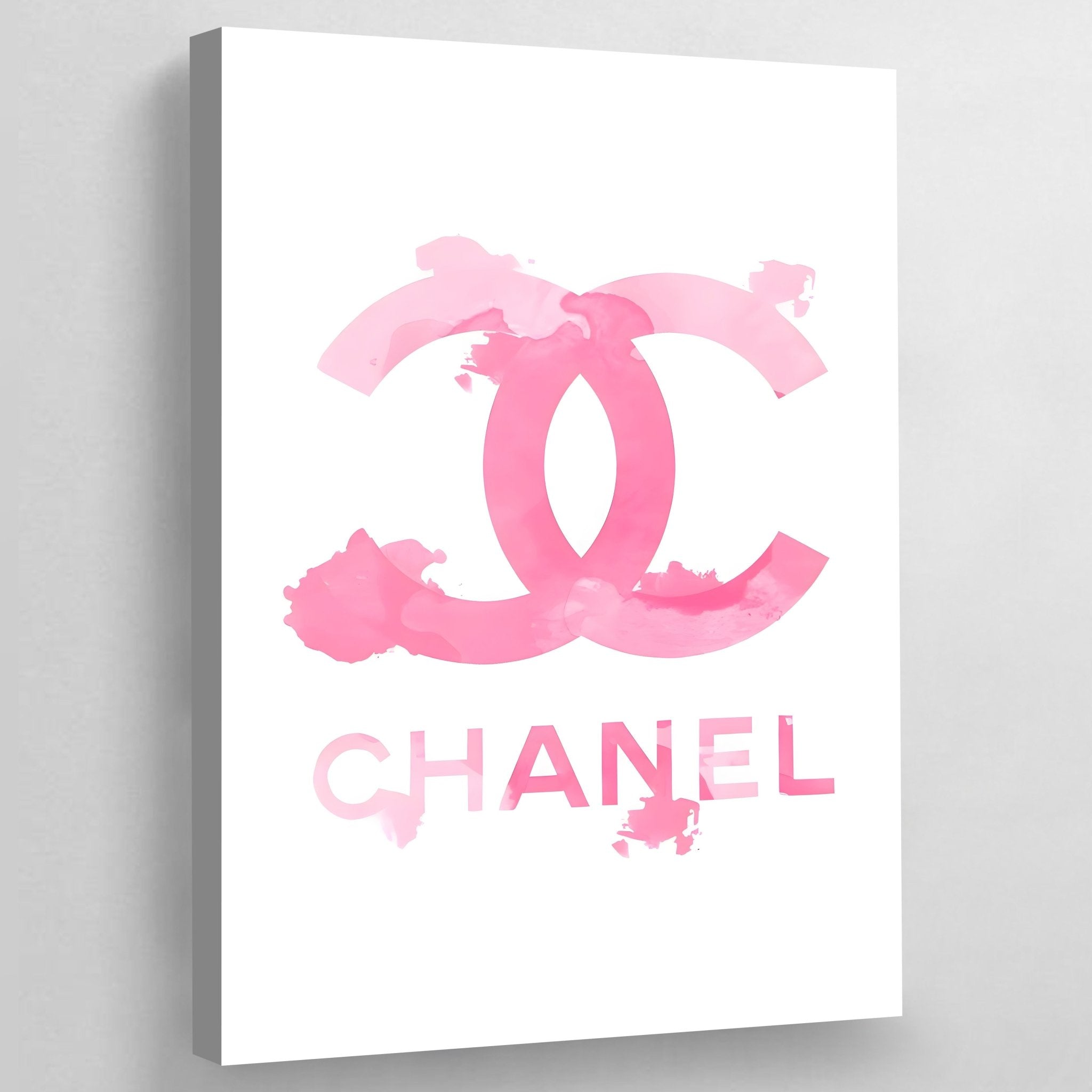 Framed Canvas Art (Champagne) - Chanel Coco Pink by Sonia Stella ( Fashion > Hair & Beauty > Perfume Bottles art) - 26x18 in
