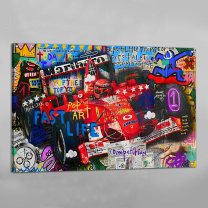 Racing Graffiti Wall Art - Luxury Art Canvas