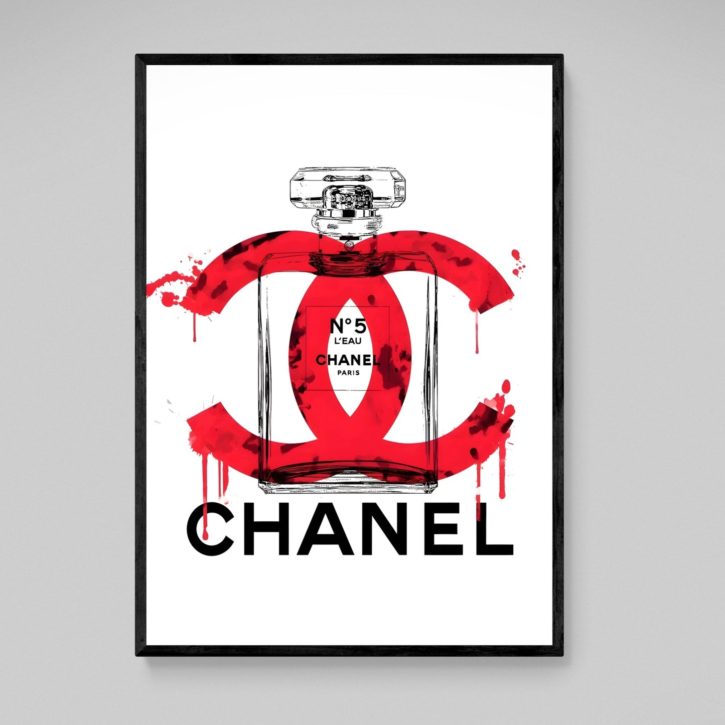 Red Chanel Perfume Wall Art - Luxury Art Canvas