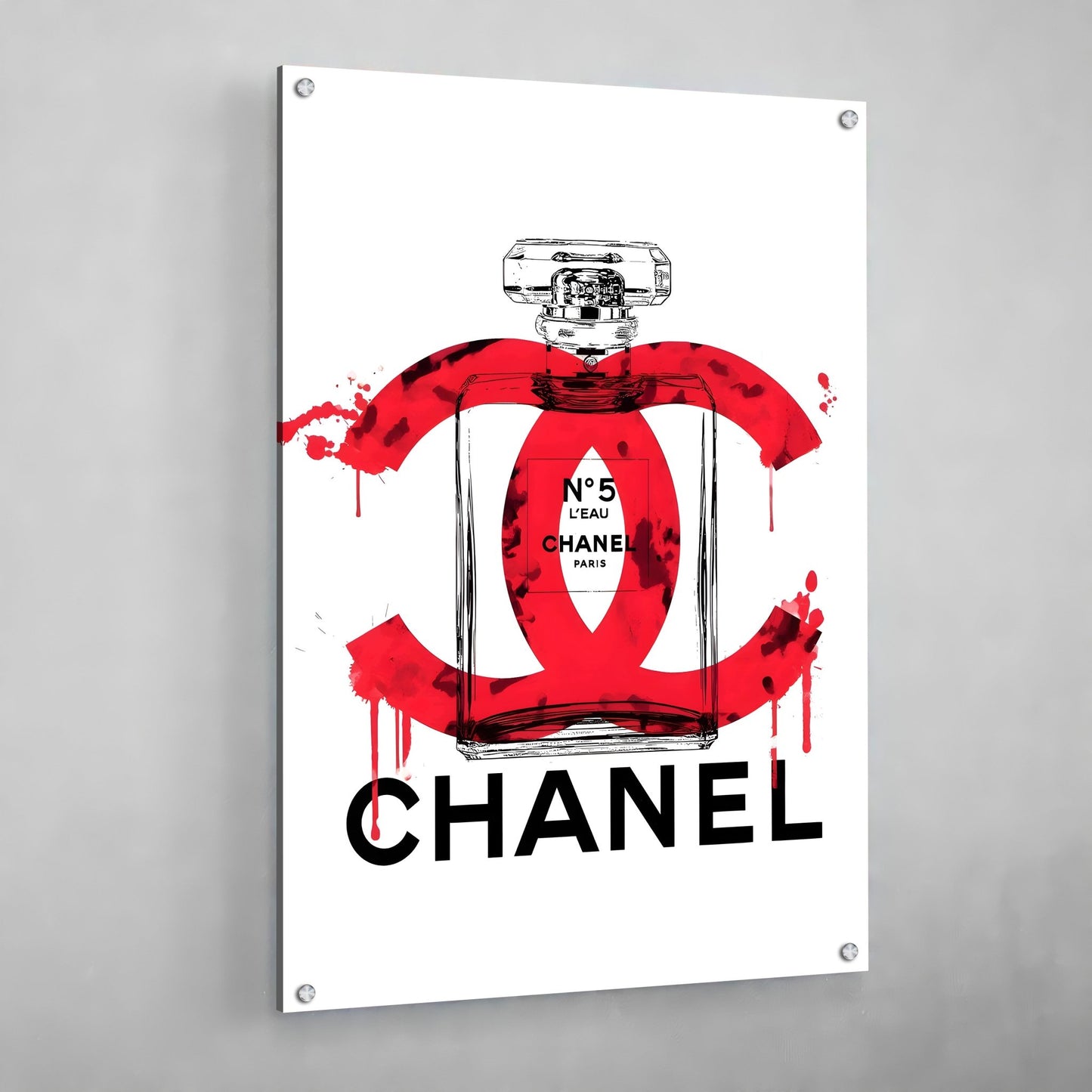 Red Chanel Perfume Wall Art - Luxury Art Canvas