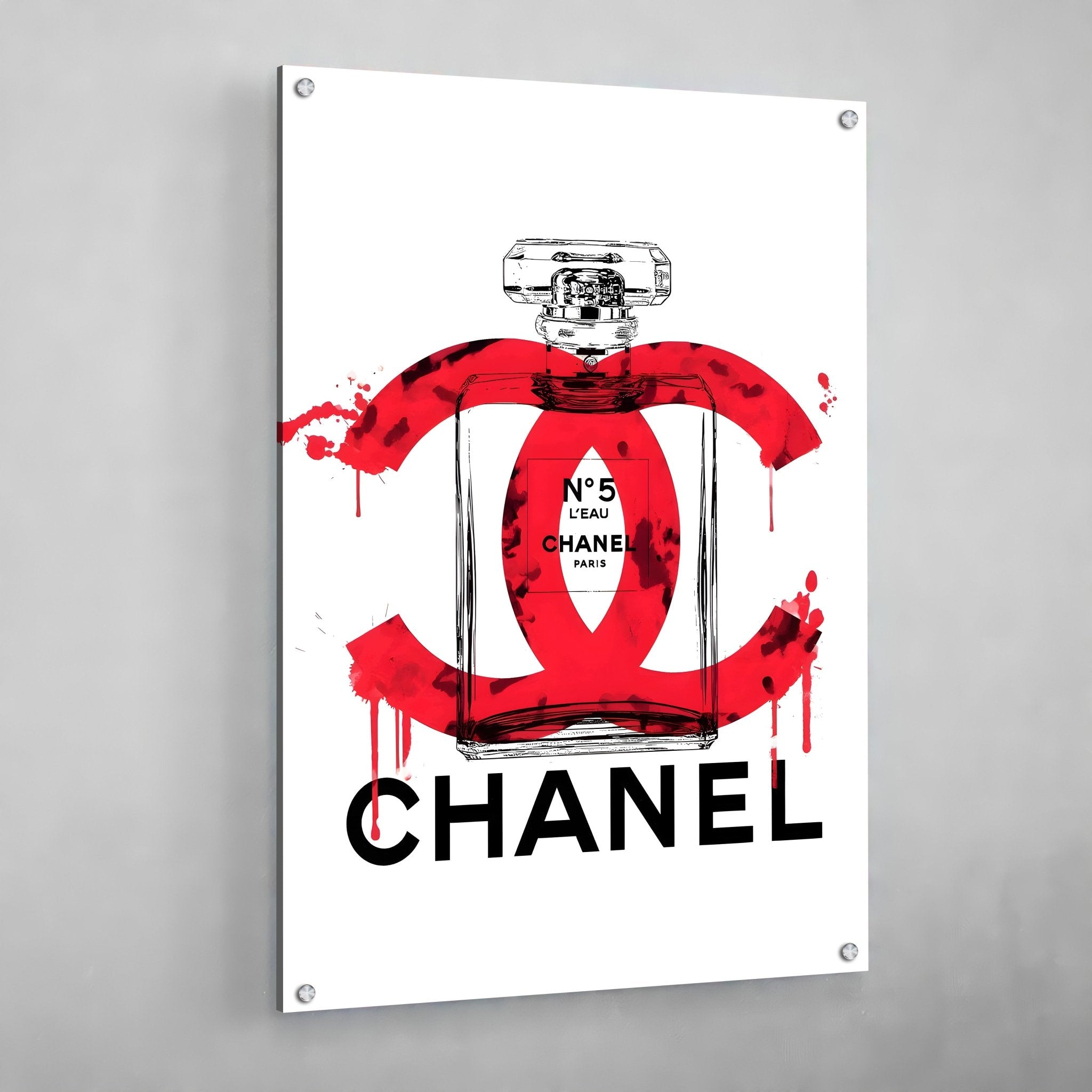 Red Chanel Perfume Wall Art - Luxury Art Canvas