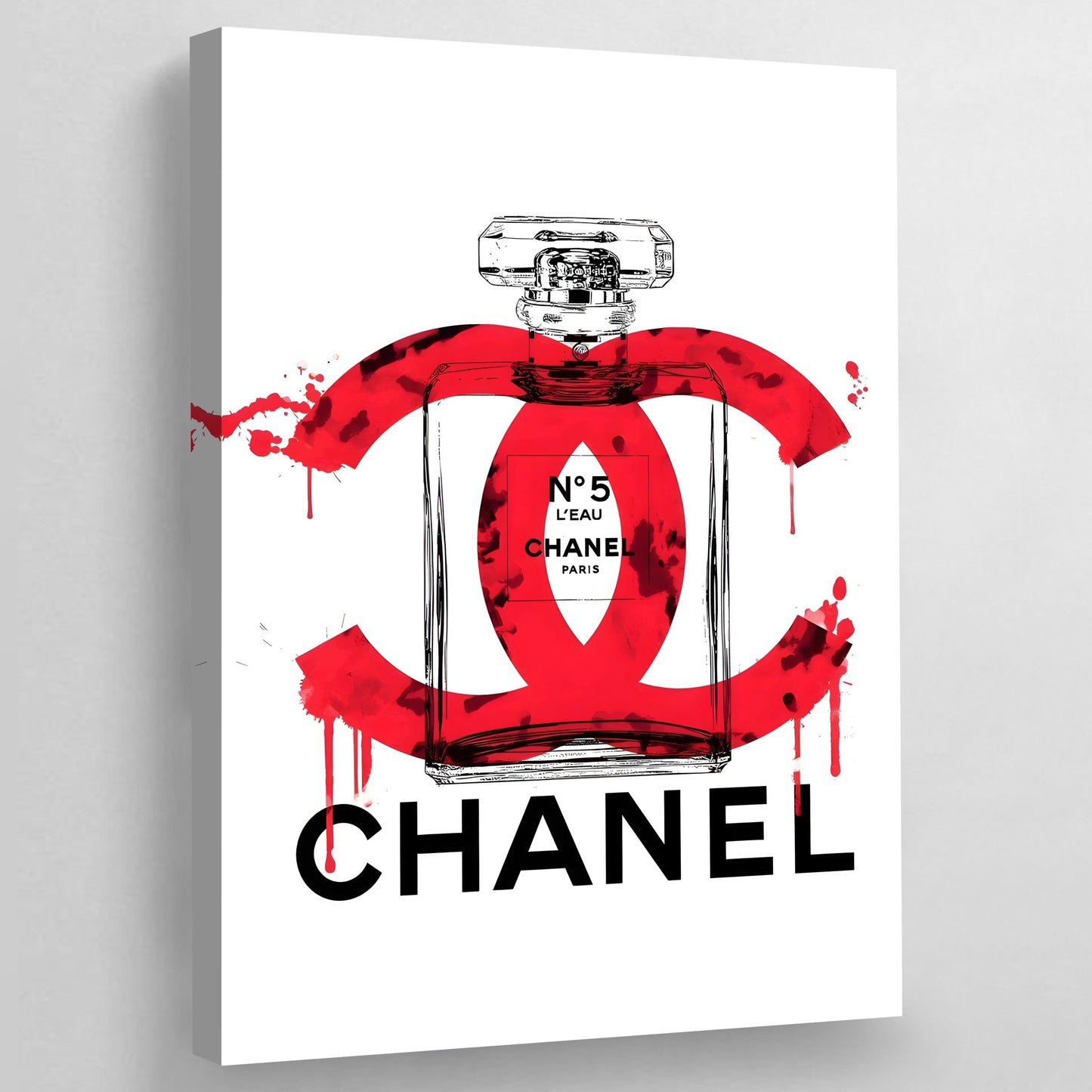 Red Chanel Perfume Wall Art - Luxury Art Canvas