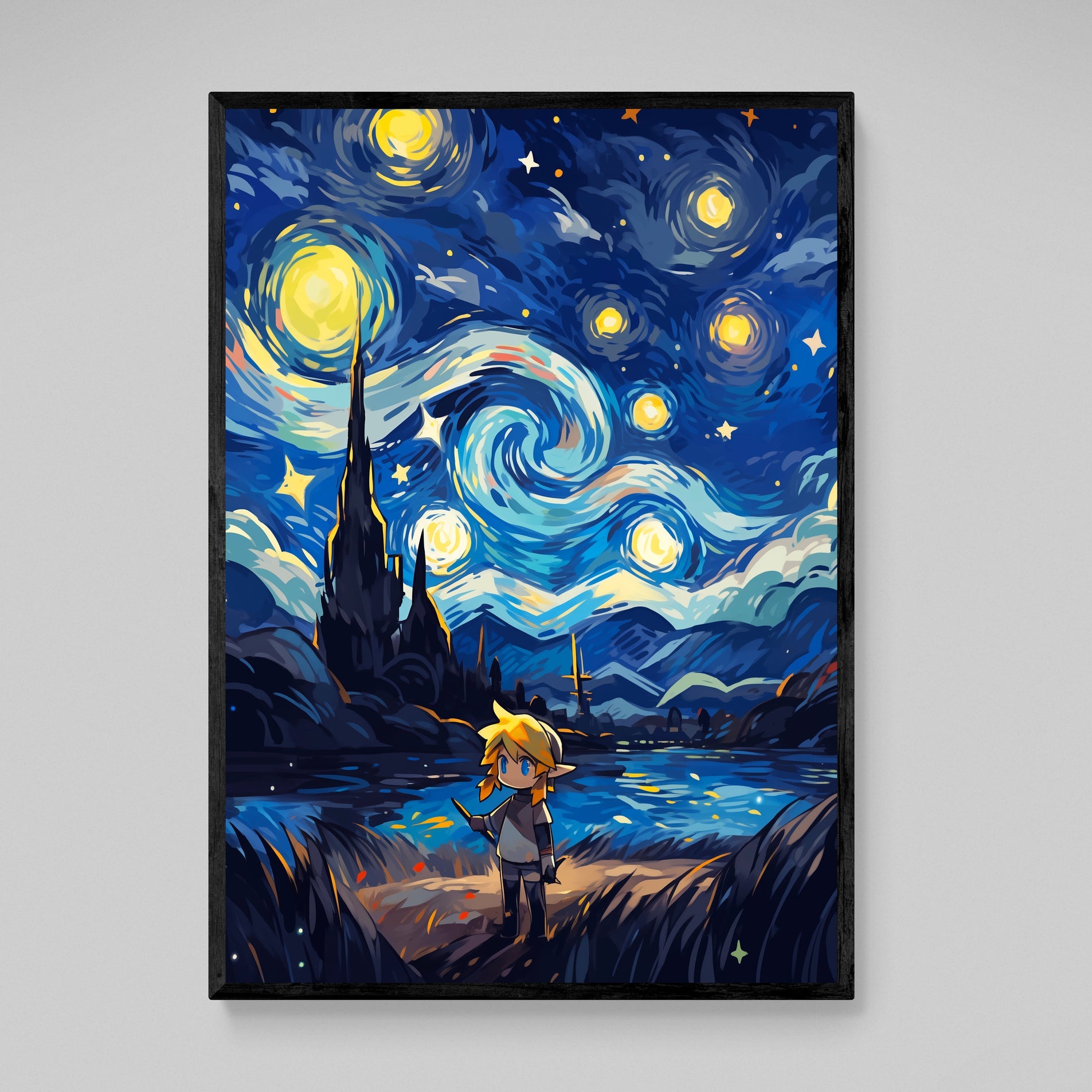 Starry Night Zeld Anime Wall Art - Luxury Art Canvas