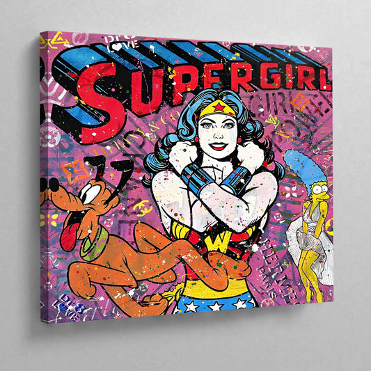 Supergirl Pop Art Canvas - Luxury Art Canvas