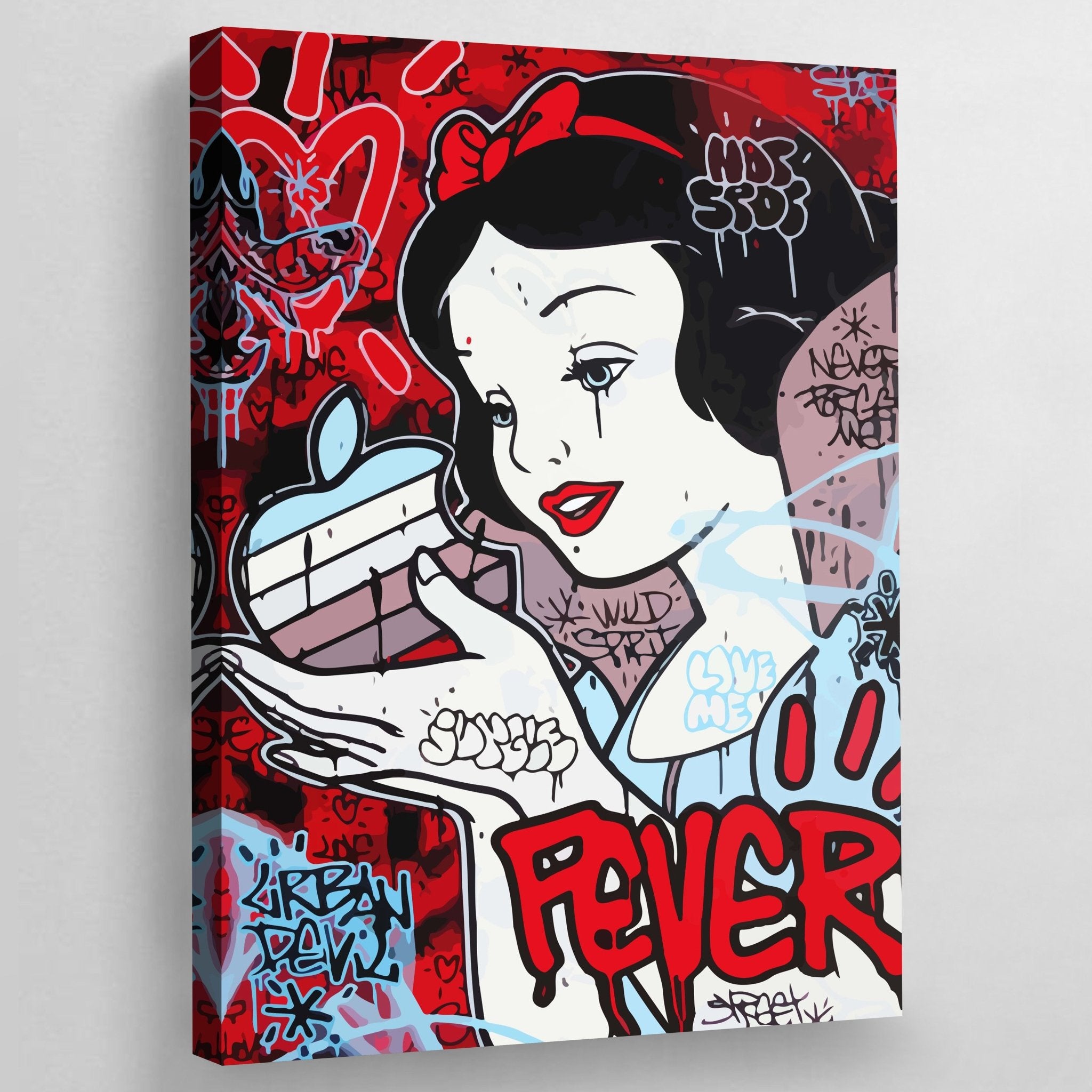 White Snow Graffiti Wall Art - Luxury Art Canvas